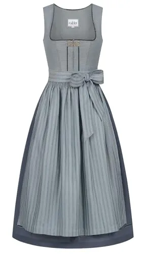 Nübler Langes Dirndl Gill in Silber, Größe:54 - Traditionelles Dirndl für Damen in edlem Silber. Hochwertige Trachtenmode mit eleganten Details und tailliertem Schnitt, ideal für festliche Anlässe und das Oktoberfest.