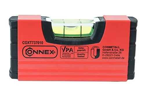 Connex Mini-Wasserwaage 10 cm, magnetisch, COXT737010, Rot von Connex