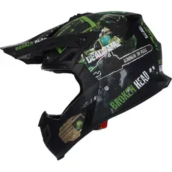 Broken Head Supermoto & Motocross-Helm Resolution Grün - Leichter und stylischer Helm für Supermoto und Motocross, der Individualität und Komfort vereint. Ideal für Fahrer, die ihre Grenzen testen und dabei gut aussehen möchten.