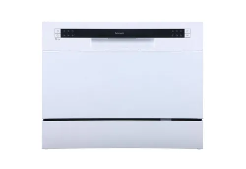 homeX Tischgeschirrspüler GST6AE-W | Kompakte Mini Spülmaschine für 6 Maßgedecke - Geschirrspüler für kleine Küchen mit 6 Programmen und Aquastop-Schutz. Ideal für Wohnungen, Gartenpartys und Camping – leise mit nur 49 dB(A).