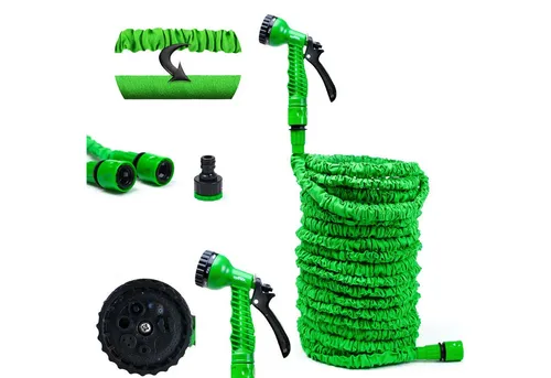 Grafner Flexibler Gartenschlauch mit Klickanschluss 37,5 m - Gartenschlauch aus hochfestem 600D Polyester, temperaturbeständig von -10°C bis +40°C, mit 7-funktionaler Multifunktionsbrause und robusten Klickanschlüssen für vielseitigen Einsatz.