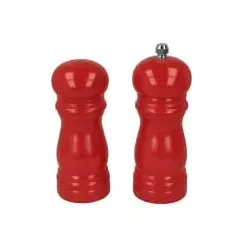 Metaltex Gewürzmühle-Salzstreuer, 2-teilig 586046 041 , Länge: 13 cm, rot, lackiertes Holz