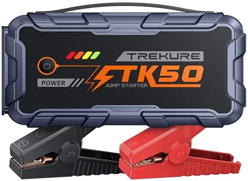 Starthilfe Powerbank für PKW 9000A (All Gas/12,0L Diesel), Auto Starthilfe 26800mAh, 12V Autobatterie Booster mit 800 Lumen Taschenlampe, 2 USB Ausgänge, Verdickt Starthilfekabel, Tragbarer Griff