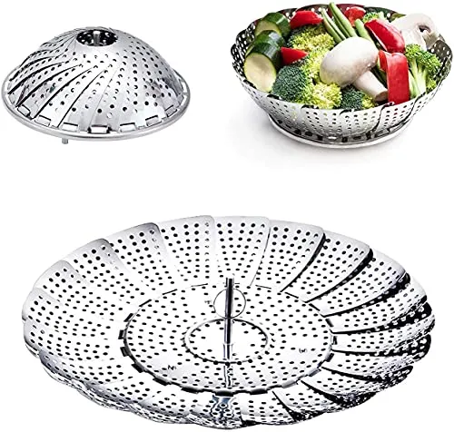 Eruinfang Gemüsedämpfer,Edelstahl Dampfkorb Dampfgarer Einsatz für Meeresfrüchte Gemüse,Eier, Fleisch Cooking(14 bis 23.5 cm)