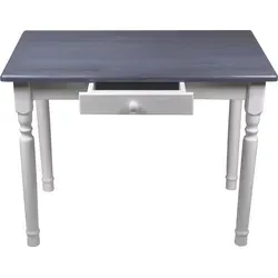 Esstisch mit Schublade Küchentisch Tisch Massiv Kiefer Speisetisch massiv (50x100 cm, Grau) - Grau/Weiß