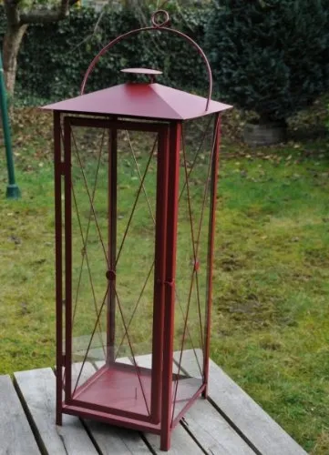 KUHEIGA RIESIGE stabile Laterne Höhe: 100cm, rot