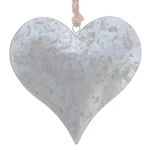 EIN Metall Hänger. Herz aus Zinkblech. Zink Herzhänger. Zinkherz. Farbe Silber. 10 cm.