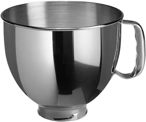 KitchenAid 4,8 L Edelstahlschüssel 5K5THSBP - Hygienische, spülmaschinengeeignete Schüssel mit ergonomischem Griff, ideal für bis zu 1000g Mehl