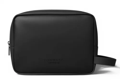 Gaston Luga Spläsh Toiletry Bag Black - elegante Kulturtasche - Reisetasche aus umweltfreundlichem, wasserdichtem Material, schützt deine Pflegeprodukte optimal. Modernes Design mit geräumigem Hauptfach und Innenfächern, ideal für Reisen oder den Alltag.