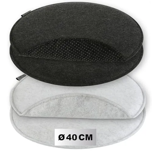 com-four® 4X Sitzkissen aus Filz Ø 40 cm - gepolstertes Stuhlkissen - runde Sitzpolsterauflage für Esszimmer, Garten, Balkon - rutschfeste Unterseite mit Anti-Slip