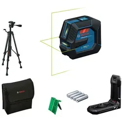 Bosch Kreuzlinienlaser GLL 20-22 G Professional - Messgeräte mit grünem Laser für optimale Sichtbarkeit, selbstnivellierend und ideal für präzise Nivellierarbeiten, inklusive Stativ und Tasche.