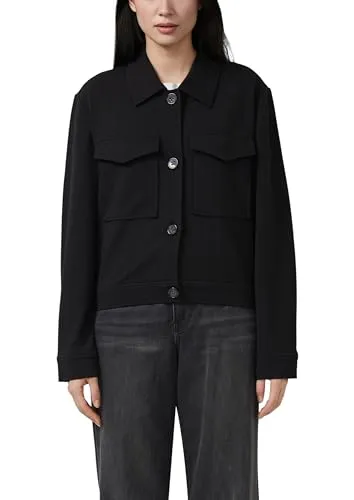 s.Oliver Strukturierte Jacke aus Interlock mit Brusttasche - Reguläre Passform, ungefüttert und aus hochwertigem Interlockjersey. Ideal für lässige Outfits, mit praktischer Brusttasche und klassischen Knöpfen.