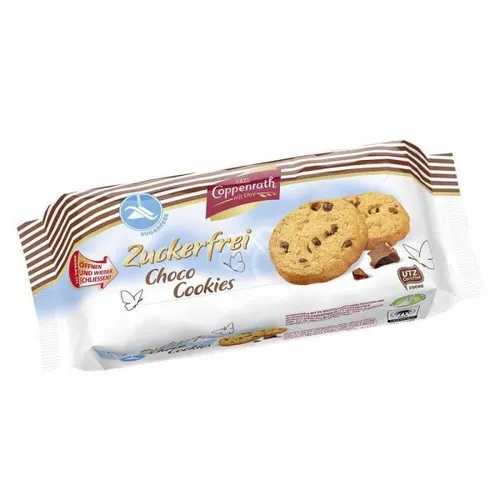Coppenrath Choco Cookies zuckerfrei - Kekse & Kleingebäck, zuckerfrei für genussvolles Naschen ohne Reue, 200g Packung