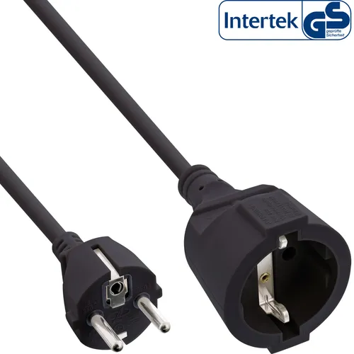 InLine Spannungsversorgungs-Verlängerungskabel 20 m - Elektrische Kabel & Leitungen - Hochwertiges Verlängerungskabel mit CEE 7/7 Stecker für zuverlässige Stromversorgung bis 230 V, ideal für den Innen- und Außenbereich.