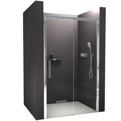 Nischendusche Soft-Close DX906 FLEX - 8 mm Nano Echtglas - Breite wählbar - Elegante Nischendusche mit Soft-Close-Schiebetür und 8 mm Sicherheitsglas. Bietet maximale Einstiegsfreiheit und flexible Montageoptionen. Ideal für moderne Bäder.