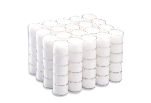 Candelo 100 Teelichter - 8 Stunden Brenndauer in Weiß - Teelichter in Großpackung: 100 geruchsneutrale Teelichter mit 8 Stunden Brenndauer, ideal für stimmungsvolle Dekorationen bei Festen und im Alltag.