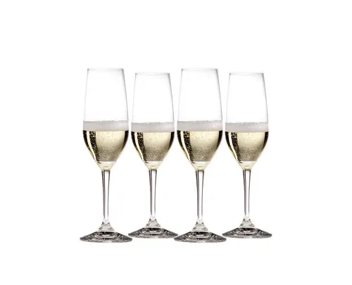 RIEDEL Vivant Champagnerflöten, 290 ml – Set mit 4 Gläsern - Sektkelche aus Kristall, die Aromen von Champagner perfekt zur Geltung bringen. Spülmaschinenfest, aber Handwäsche empfohlen. Ideal als Geschenk für Champagner-Liebhaber!