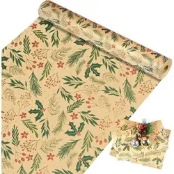 Geschenkpapier Rolle 43x15m Kraftpapier Weihnachten Braun Grün Rot