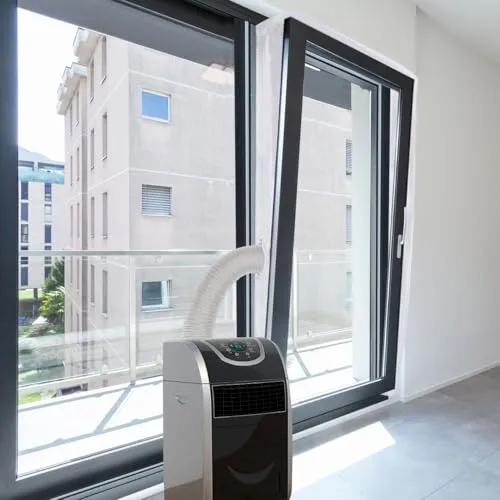 Casativo XXL Fensterabdichtung für mobile Klimaanlagen – Effektive Kühlung, einfache Montage, robust und flexibel - Die Casativo XXL Fensterabdichtung für mobile Klimaanlagen ermöglicht eine einfache Installation mit selbstklebendem Klettband. Ideal für bis zu zwei Abluftschläuche, sorgt sie für ein angenehmes Raumklima und ist pflegeleicht bei 40 °C waschbar.
