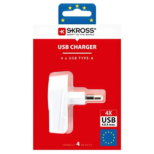 Skross Euro - USB Ladegerät One Size Weiß - Bürostühle und mehr: Eurostecker-Ladegerät für alle USB-Geräte, ideal für Reisen in mehr als 160 Ländern, unterstützt Micro-USB-Technologie.