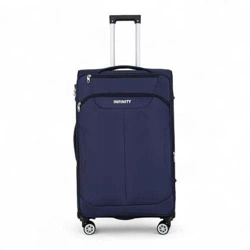 Infinity Leather Koffer Trolley Handgepäck Handgepäck Softshell Reisetasche Leichtgewicht mit TSA-Schloss und langlebigen 4 Spinner-Rädern (Blue, M(58cm 43L))