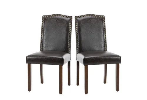 Refined Living Esszimmerstuhl Esstisch Stühle 2 St Esszimmerstühle Massivholz Küchenstuhl Anmut, Pu-Leder Gepolstert küchenstühle modern Wohnzimmer, Schlafzimmer