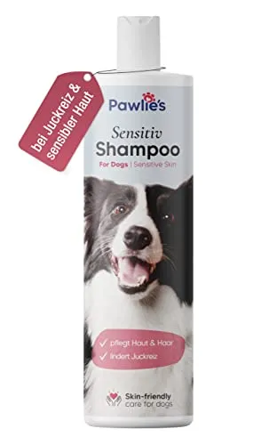 Pawlie's Sensitiv Hundeshampoo gegen Juckreiz & Milben Hund (vegan) - Rückfettendes Hundeshampoo für Welpen & Langhaar - Fellpflege Hund - Mittel gegen Gras-Milben & Flöhe bei Hunden (Sensitiv)