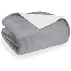 Blumtal Premium Sherpa Kuscheldecke flauschig 230x270 cm in grau von Blumtal