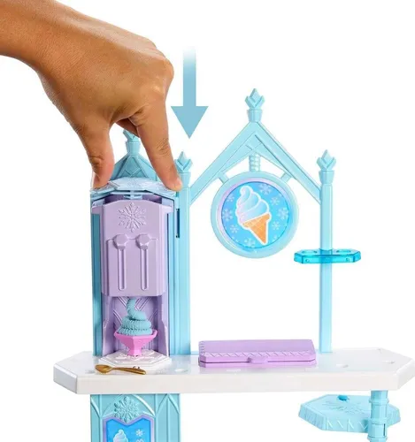 DISNEY Die Eiskönigin - Elsas und Olafs Eiscreme-Stand - Knete & Spielzeug mit über 10 Teilen, inklusive beweglicher Elsa-Puppe und Olaf-Figur, ideal für kreative Eis-Kreationen ab 3 Jahren.