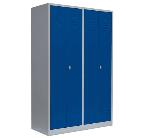 Steelboxx 2er Spind für Schwarz-Weiss-Trennung - Hochwertiger Profi-Garderobenschrank mit 4 Abteilen, ideal für Umkleideräume und Sozialräume. Langlebige, verschweißte Stahlkonstruktion - komplett montiert und pflegeleicht.