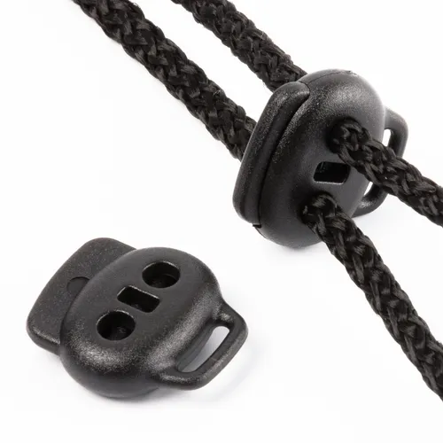 Flacher 2-Loch Kordelstopper m. Lasche 