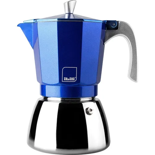 Ibili Elba Espressomaschine für 6 Tassen - Espressokocher in elegantem Blau, ideal für bis zu 6 Tassen frischen Kaffee. Geeignet für alle Herdarten, inklusive Induktion, und perfekt für den täglichen Genuss.