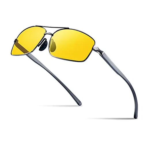 Bloomoak Nachtfahrbrille | Polarisierte Nachtsichtbrille mit UV 400 Schutz - Sportbrillen mit 100% UV400-Schutz und polarisierenden Gläsern, die Blendung reduzieren und die Augen schützen. Ideal für Outdoor-Aktivitäten und den Alltag, mit hochwertigem, langlebigem Design.