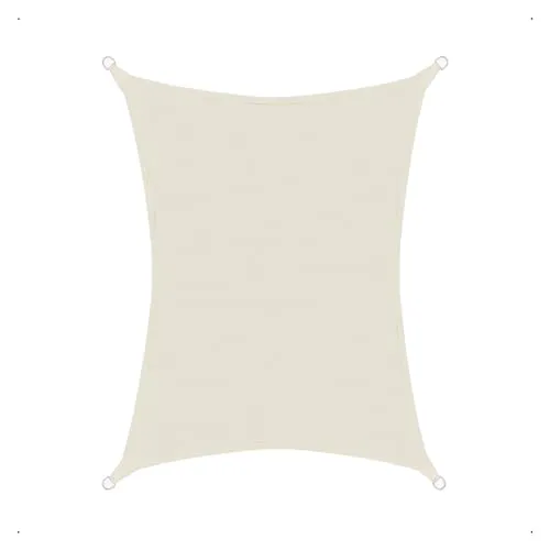 Sonnensegel luftdurchlässig 3 x 4 m - Creme - Rechteckiges Sonnensegel aus luftdurchlässigem HDPE-Gewebe, ideal für effektiven Sonnenschutz ohne Hitzestau. 90% UV-Absorption und verstärkte Kanten für lange Haltbarkeit.