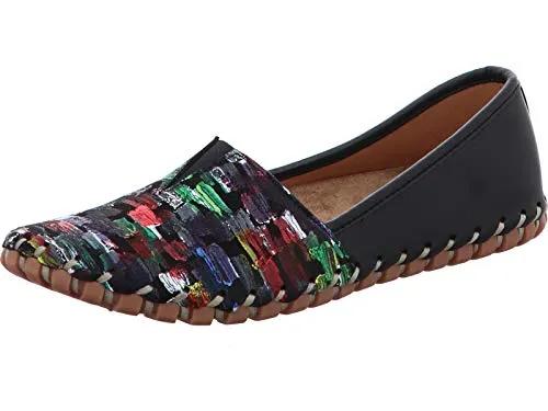 Gemini 031203-19 Damen Ballerinas Slipper Mokassin Leder, Größe:41 EU, Farbe:Schwarz