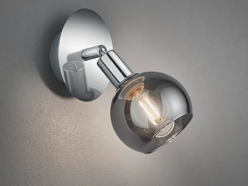 LED Wandspot dimmbar Chrom mit Rauchglas Lampenschirm schwenkbarer Wandstrahler