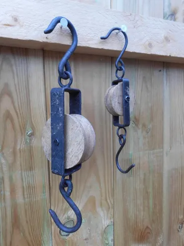 2er Haken-Set Küchenhaken Garderobenhaken Werkstatthaken Flaschenzug Umlenkrolle