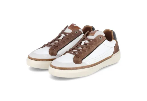 Bullboxer Leder-Sneakers in Weiß/Hellbraun, Größe 42 - Herren Sneaker aus Leder mit verstärkter Kappe und rutschhemmender Sohle, ideal für stilvolle und sichere Schritte.