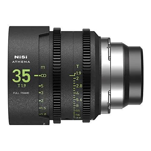 Nisi ATHENA Prime 35mm T1.9 PL Mount (Arri) - Objektiv mit Vollformat und lichtstarker Blende T1.9, ideal für professionelle Filmproduktionen und kreative Aufnahmen.