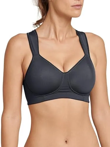 Schiesser Damen Softcup Active Sport-BH, anthrazit 70D