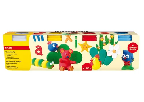 Eberhard Faber Spielknete 4er Pack Basic weiß, gelb, rot, blau Knete form 572506