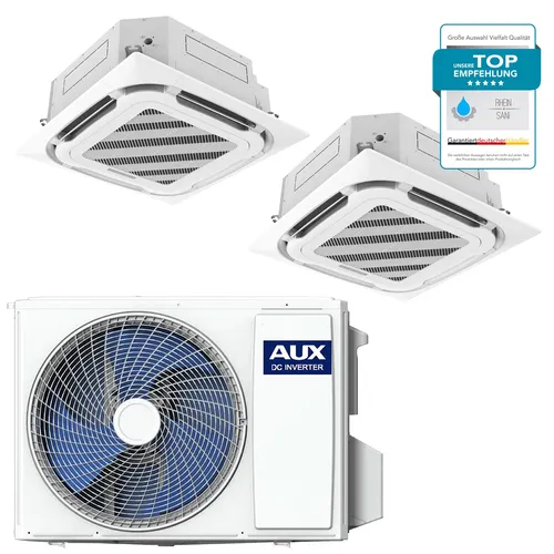 AUX Klimaanlage Set Kassette 2x 12000 BTU + 27000 BTU Außengerät R32