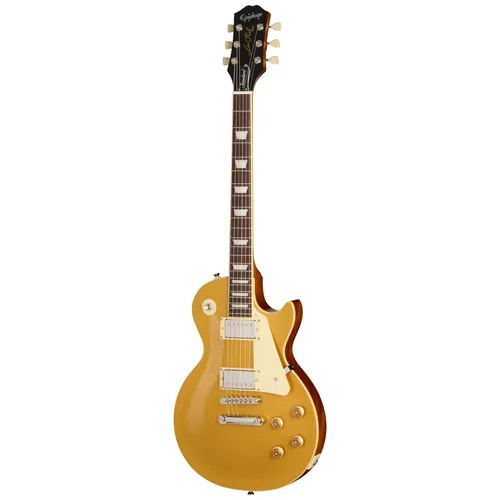 Epiphone Les Paul Standard 50s Goldtop - Klassische E-Gitarre aus der Inspired by Gibson Collection, mit hochwertiger Ahorn- und Mahagoni-Konstruktion für erstklassigen Klang, inklusive Premium Gigbag.