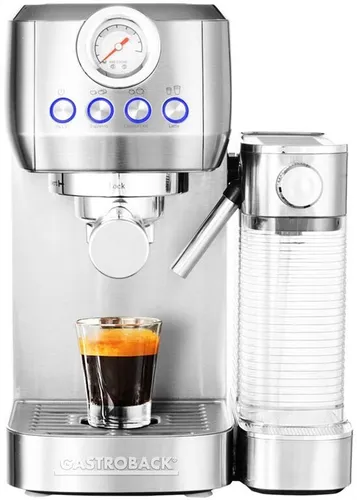 Gastroback Espressomaschine 42722 DESIGN ESPRESSO PICCOLO PRO M - mit integriertem Milchaufschäumer, 20 bar Pumpendruck für perfekten Espresso und cremigen Milchschaum
