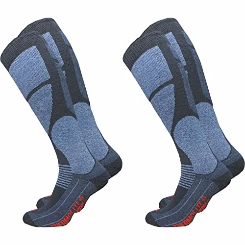 GAWILO 2 Paar Herren THERMOLITE® Skisocken – Snowboardsocken – Funktionssocken mit Spezialpolsterung (47-50, marine)