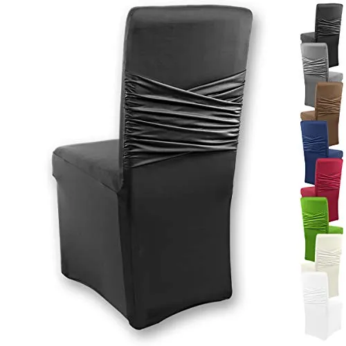 Gräfenstayn® Stretch-Stuhlhusse Victoria - runde und eckige Stuhllehnen - bi-elastische Passform mit Öko-Tex Siegel Standard 100: „Geprüftes Vertrauen“ (Schwarz)