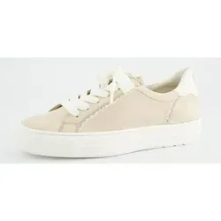 Paul Green 5561-029 Damen Rauleder Schnürschuh in Beige - Hochwertiger Paul Green Schnürschuh aus edlem Rauleder. Mit flexibler Laufsohle und femininen Rüschen für einen sportlichen Look. Ideal für den täglichen Einsatz und vielseitig kombinierbar.