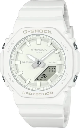 Casio G-SHOCK Damen Sportuhr GMA-P2100-7AER Weiß - Armbanduhr mit stoßfestem Design, ideal für aktive Frauen, die Stil und Funktionalität kombinieren möchten.