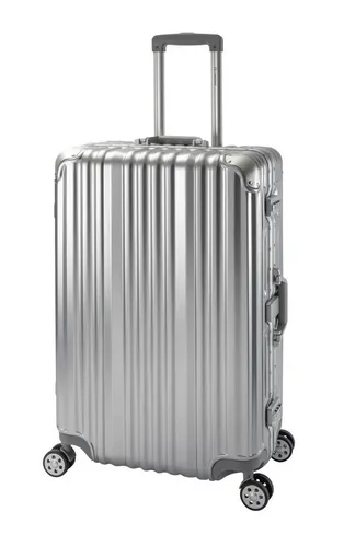 Travelhouse London Koffer Silber L-75cm - Polykarbonat Hartschale Trolley mit 108L Volumen, TSA Zahlenschlösser und leisen 360° Doppelrädern