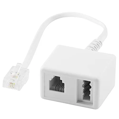 BestPlug 20cm Telefon Fax Kabel Adapter Verteiler Splitter Weiche Verbindungsstück, RJ45 Stecker männlich auf 1 TAE-N Buchse und 1 RJ11 Buchse Kupplung weiblich, Weiß